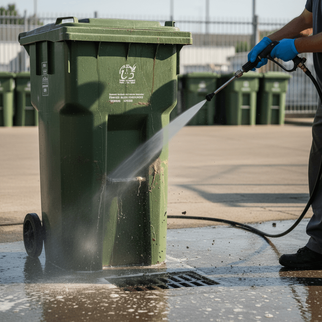 Specialized trash can power washing service