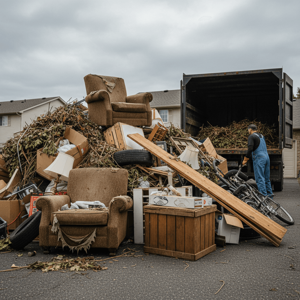 Junk removal service with items loaded for hauling